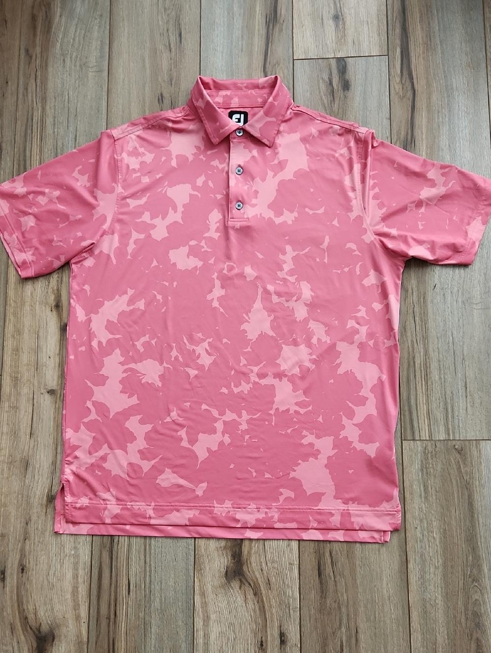 FootJoy Men's Rose Pink Camo Golf Performance Leisure Wear Polo Size Large